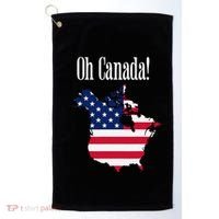 Funny Trump Oh Canada! Usa Canada Map 51st State Golf Towel thumb 0