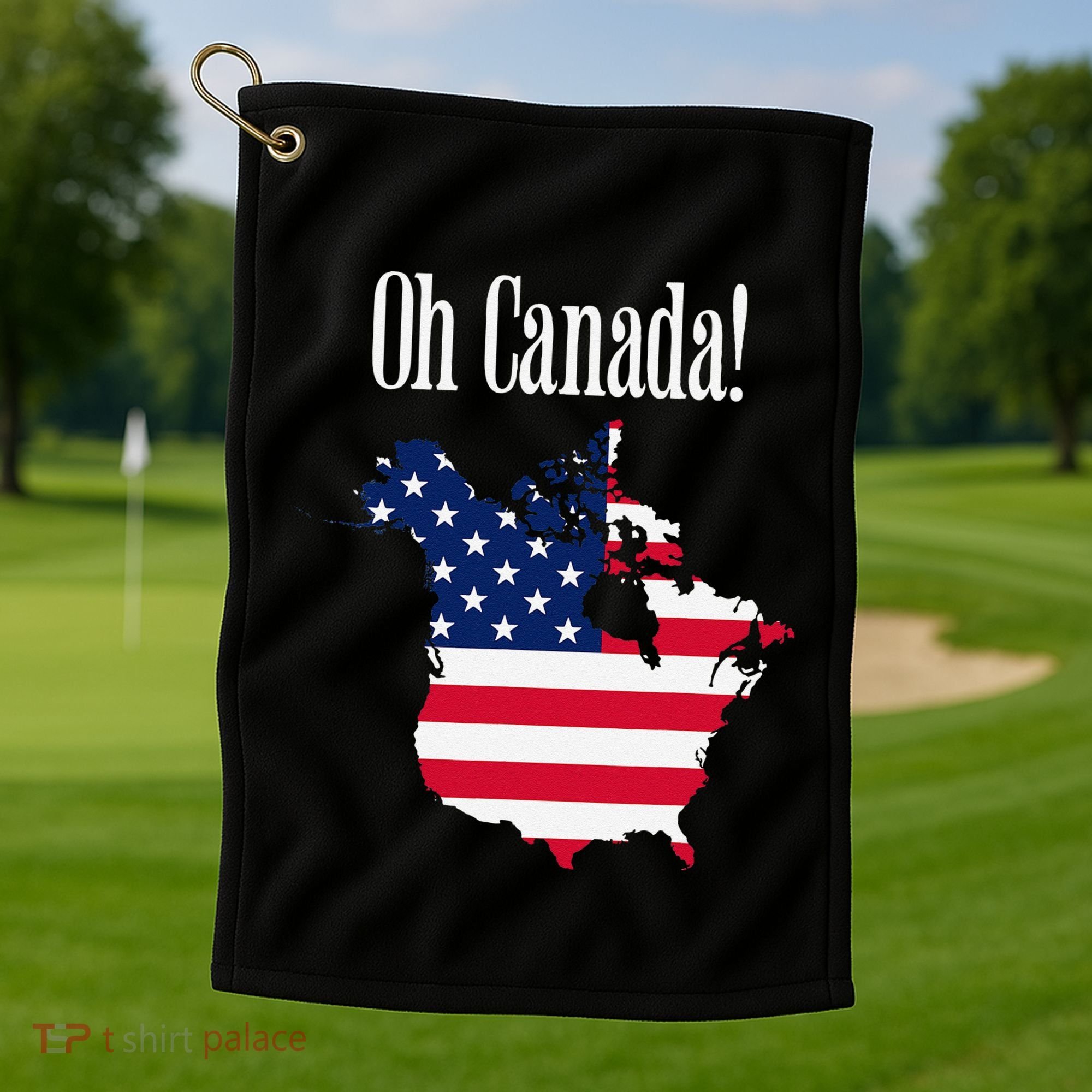 Funny Trump Oh Canada! Usa Canada Map 51st State Golf Towel