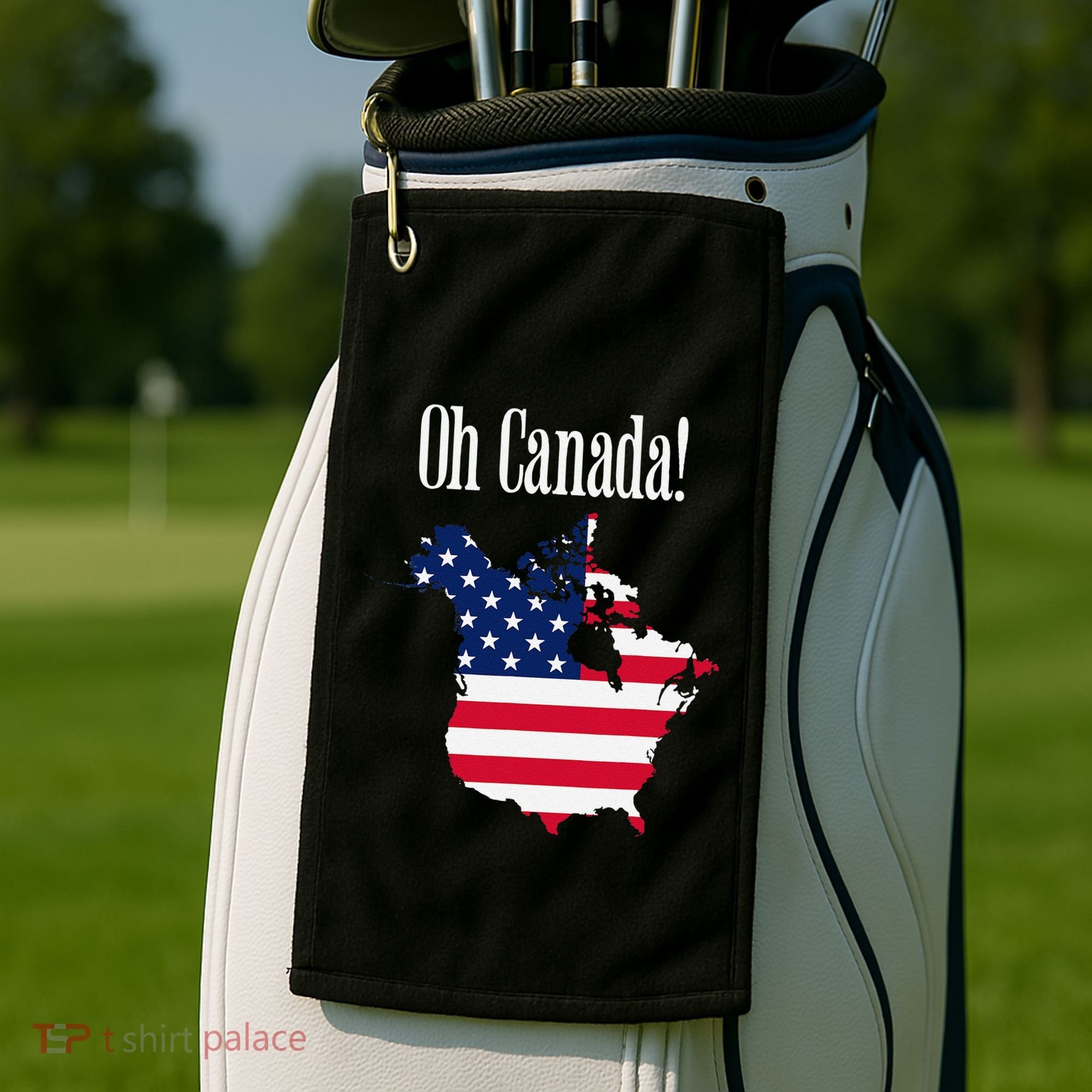 Funny Trump Oh Canada! Usa Canada Map 51st State Golf Towel