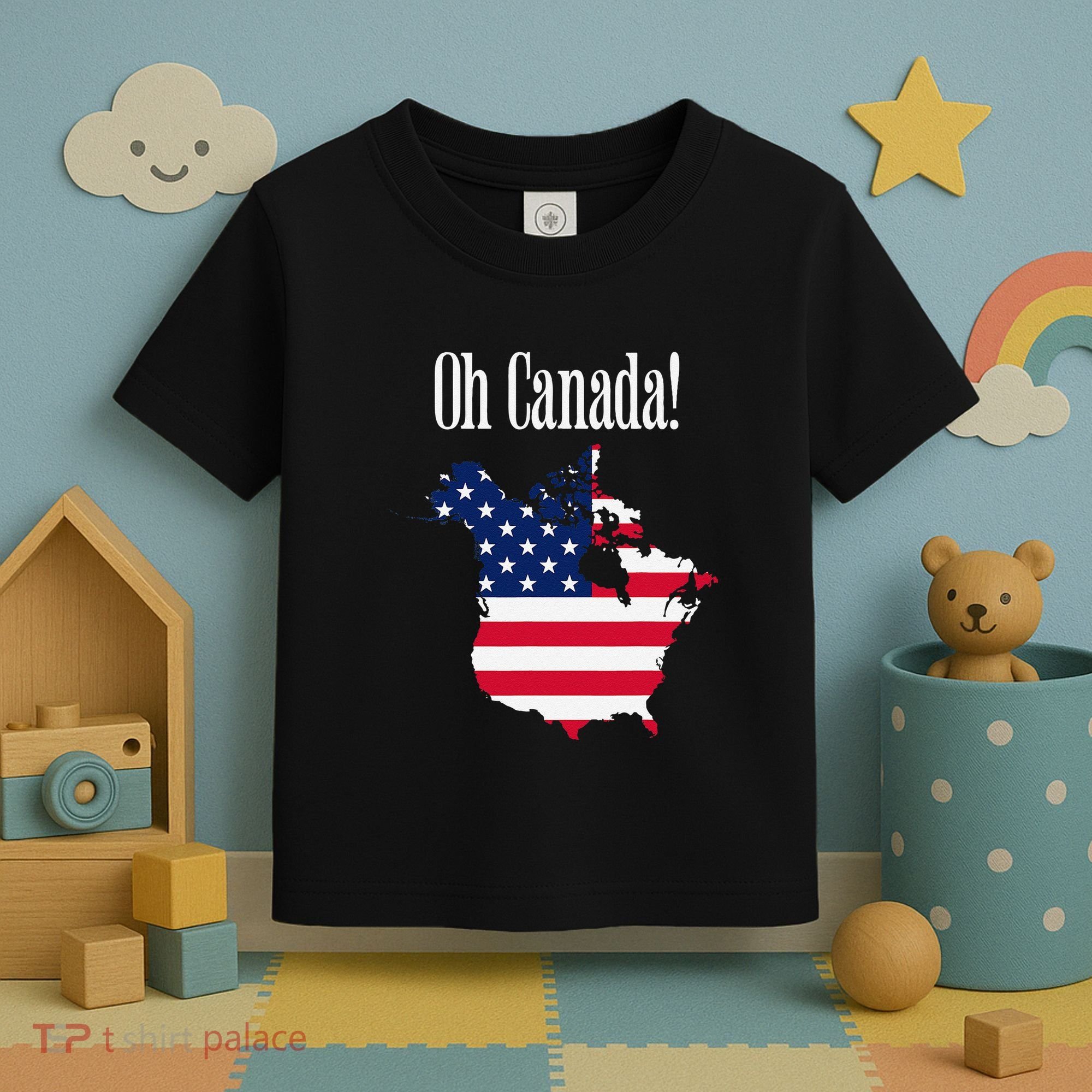 Funny Trump Oh Canada! Usa Canada Map 51st State Toddler T-Shirt