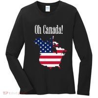 Funny Trump Oh Canada! Usa Canada Map 51st State Women's Long Sleeve Shirt thumb 0