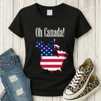 Funny Trump Oh Canada! Usa Canada Map 51st State Women's T-Shirt thumb 3