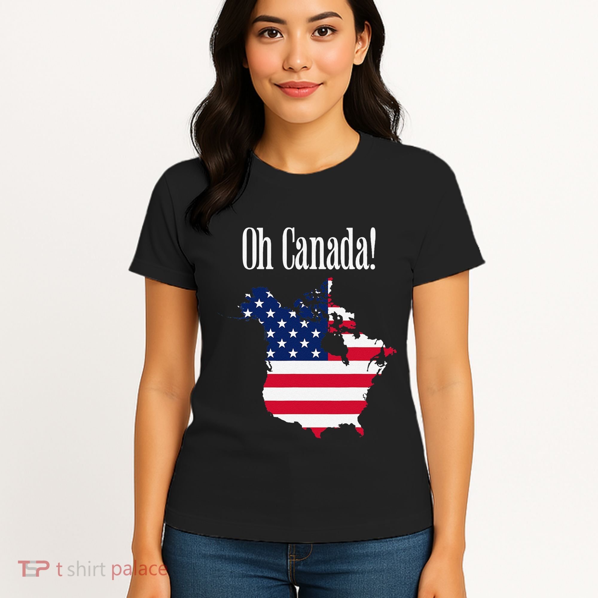 Funny Trump Oh Canada! Usa Canada Map 51st State Women's T-Shirt