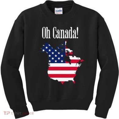Funny Trump Oh Canada! Usa Canada Map 51st State Kids Sweatshirt