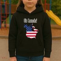 Funny Trump Oh Canada! Usa Canada Map 51st State Kids Hoodie thumb 3