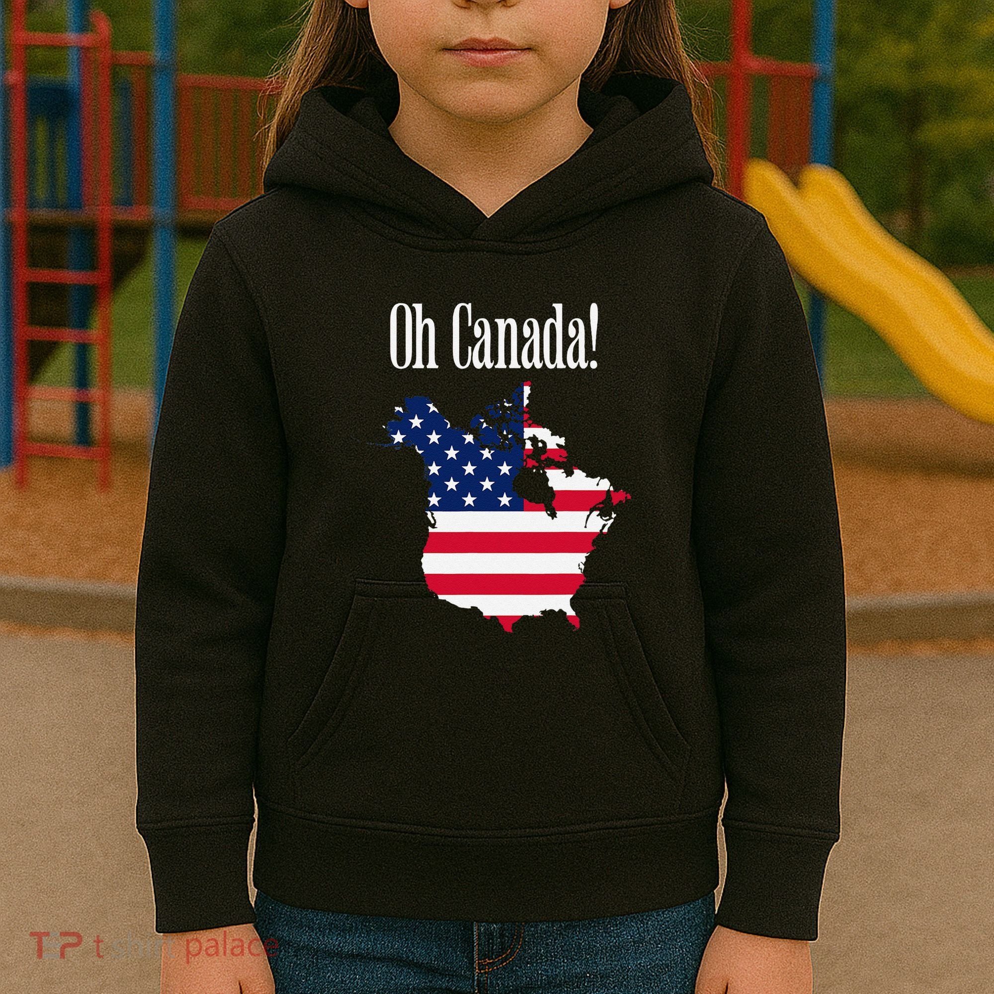 Funny Trump Oh Canada! Usa Canada Map 51st State Kids Hoodie