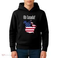 Funny Trump Oh Canada! Usa Canada Map 51st State Kids Hoodie thumb 4