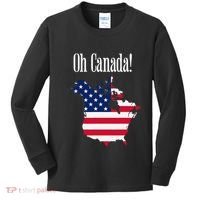 Funny Trump Oh Canada! Usa Canada Map 51st State Kids Long Sleeve Shirt thumb 0