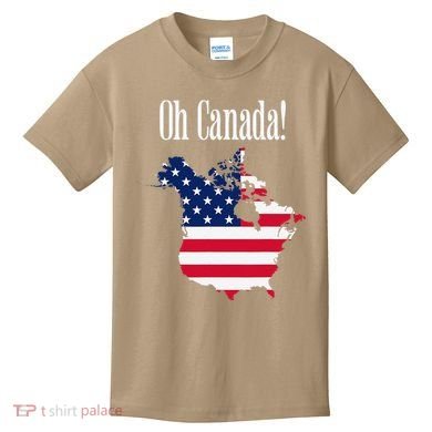 Funny Trump Oh Canada! Usa Canada Map 51st State Kids T-Shirt