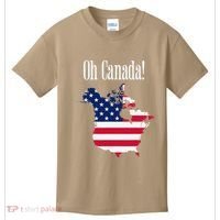 Funny Trump Oh Canada! Usa Canada Map 51st State Kids T-Shirt thumb 0