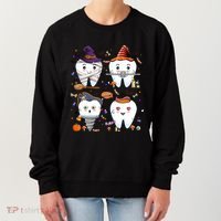 Funny Trick Or Teeth Denstist Halloween Costume Dental Squad Funny Gift Women's Sweatshirt thumb 0