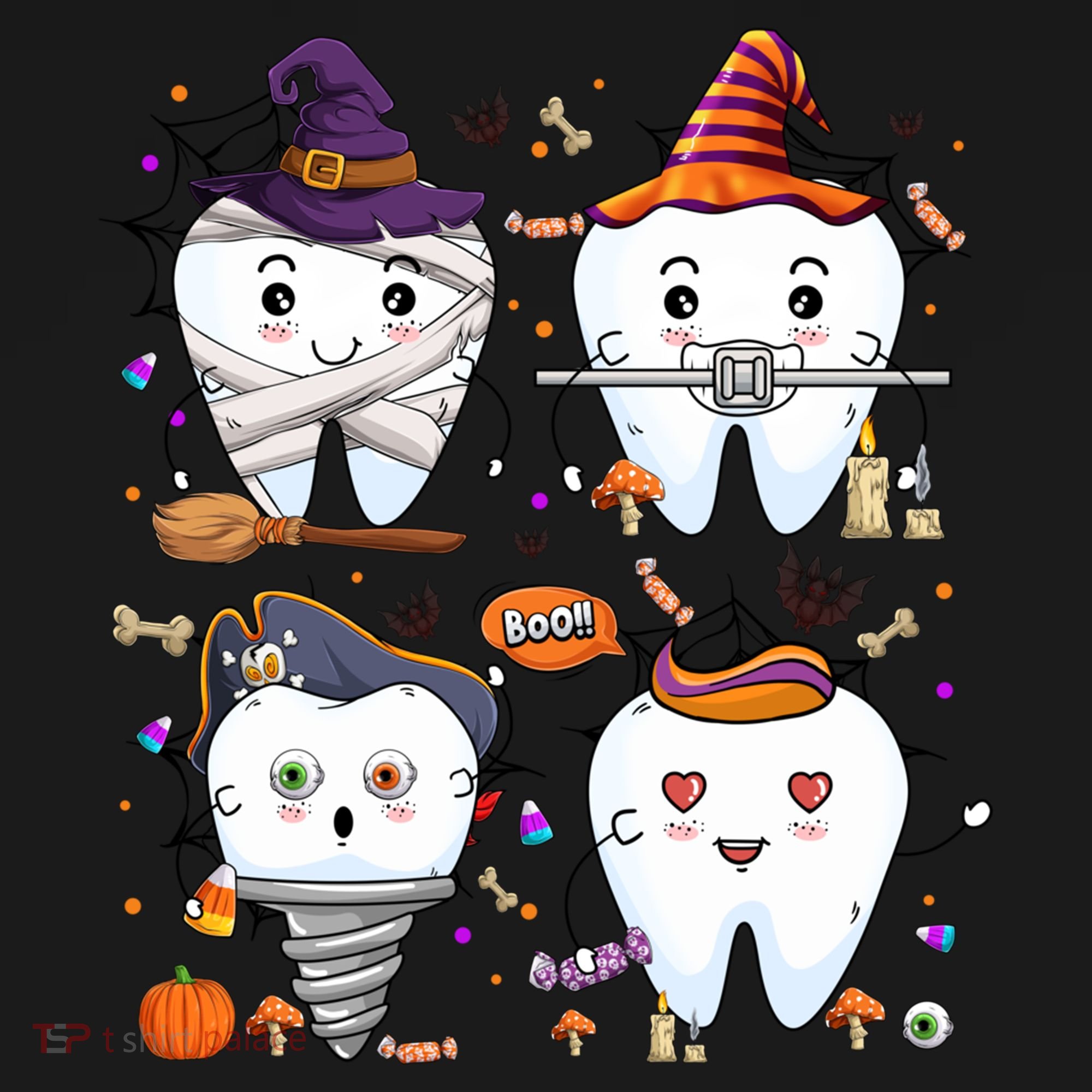 Funny Trick Or Teeth Denstist Halloween Costume Dental Squad Funny Gift Women's Hoodie