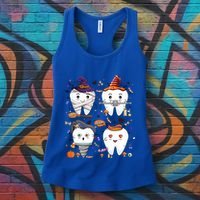 Funny Trick Or Teeth Denstist Halloween Costume Dental Squad Funny Gift Women's Tank Top thumb 3