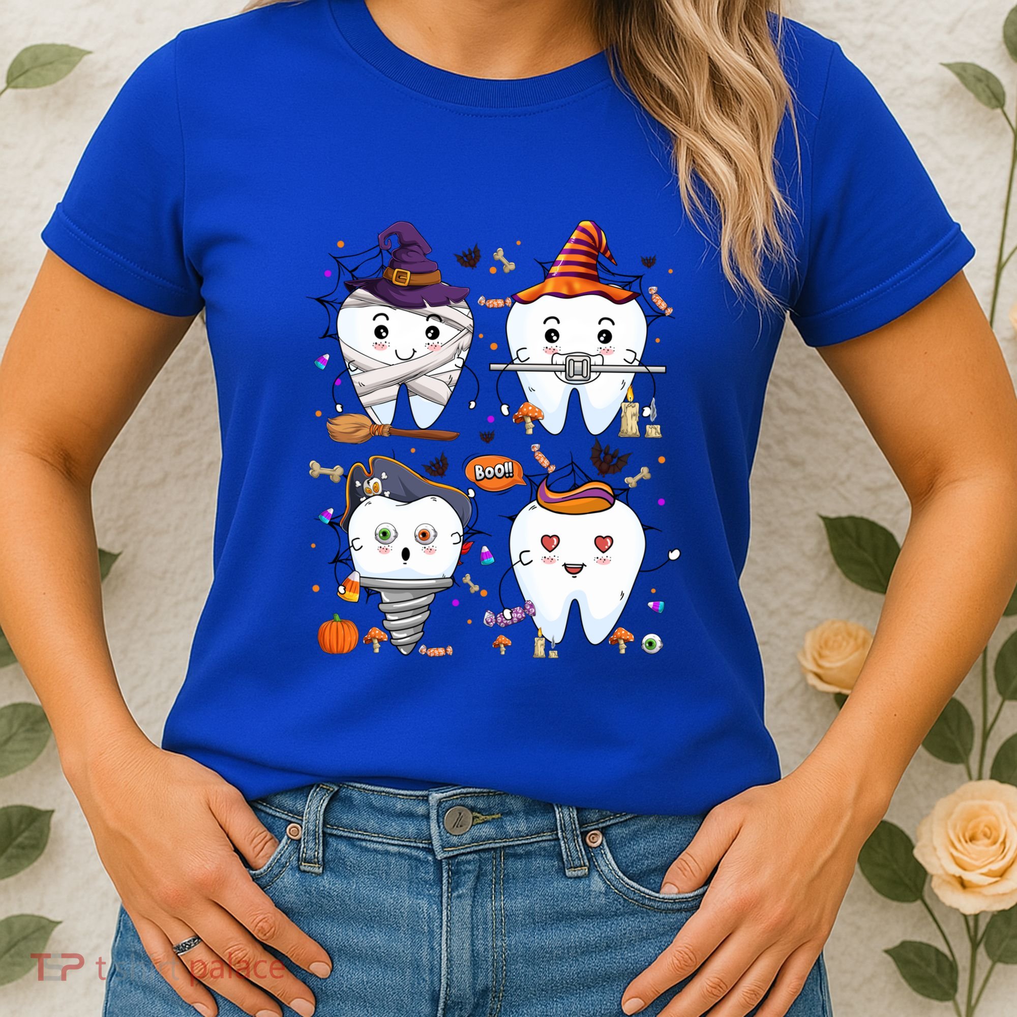 Funny Trick Or Teeth Denstist Halloween Costume Dental Squad Funny Gift Women's T-Shirt