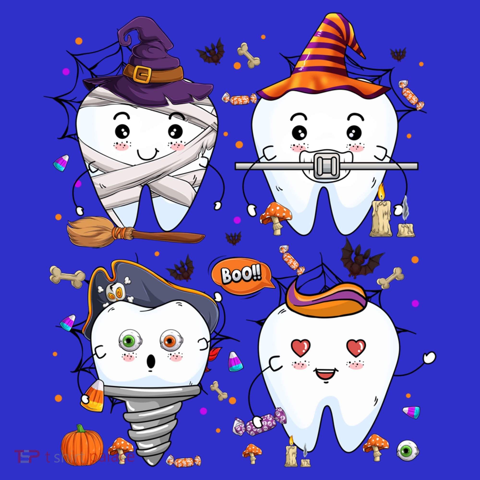 Funny Trick Or Teeth Denstist Halloween Costume Dental Squad Funny Gift Women's T-Shirt