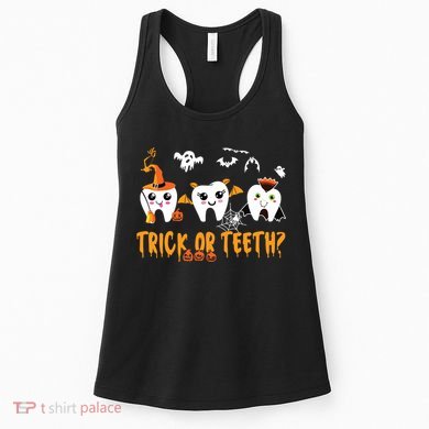 Funny Trick Or Teeth Dentist Halloween Costume Dental Squad Women's Tank Top