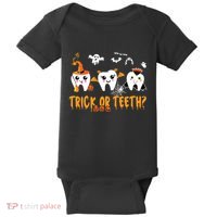 Funny Trick Or Teeth Dentist Halloween Costume Dental Squad Baby Bodysuit thumb 0