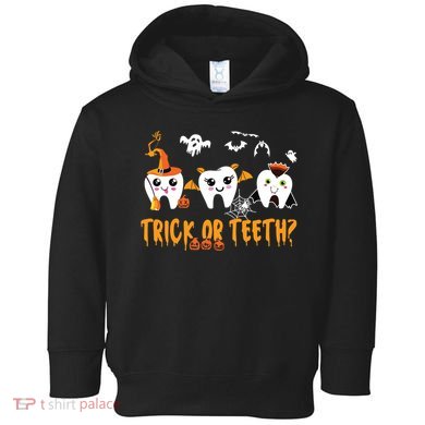 Funny Trick Or Teeth Dentist Halloween Costume Dental Squad Toddler Hoodie