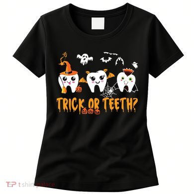 Funny Trick Or Teeth Dentist Halloween Costume Dental Squad Women's T-Shirt