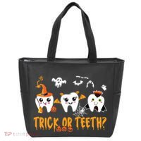 Funny Trick Or Teeth Dentist Halloween Costume Dental Squad Tote Bag thumb 0