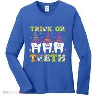 Funny Trick Or Teeth Dental Halloween Gift Women's Long Sleeve Shirt thumb 0