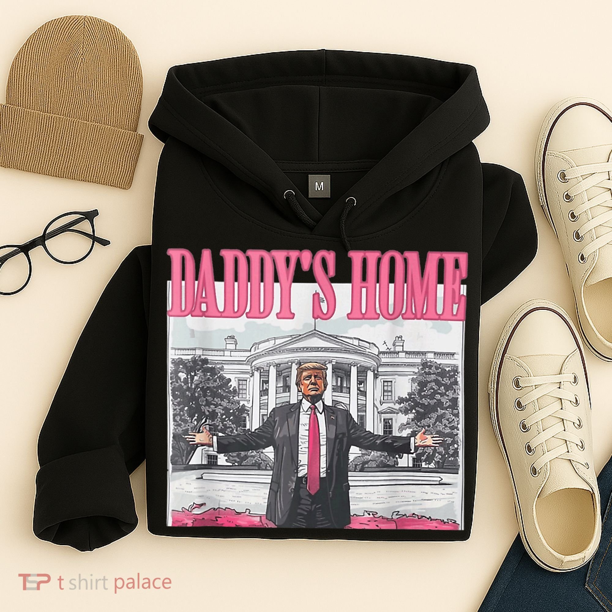 Funny Trump Pink Daddys Home  Trump 2024 Hoodie
