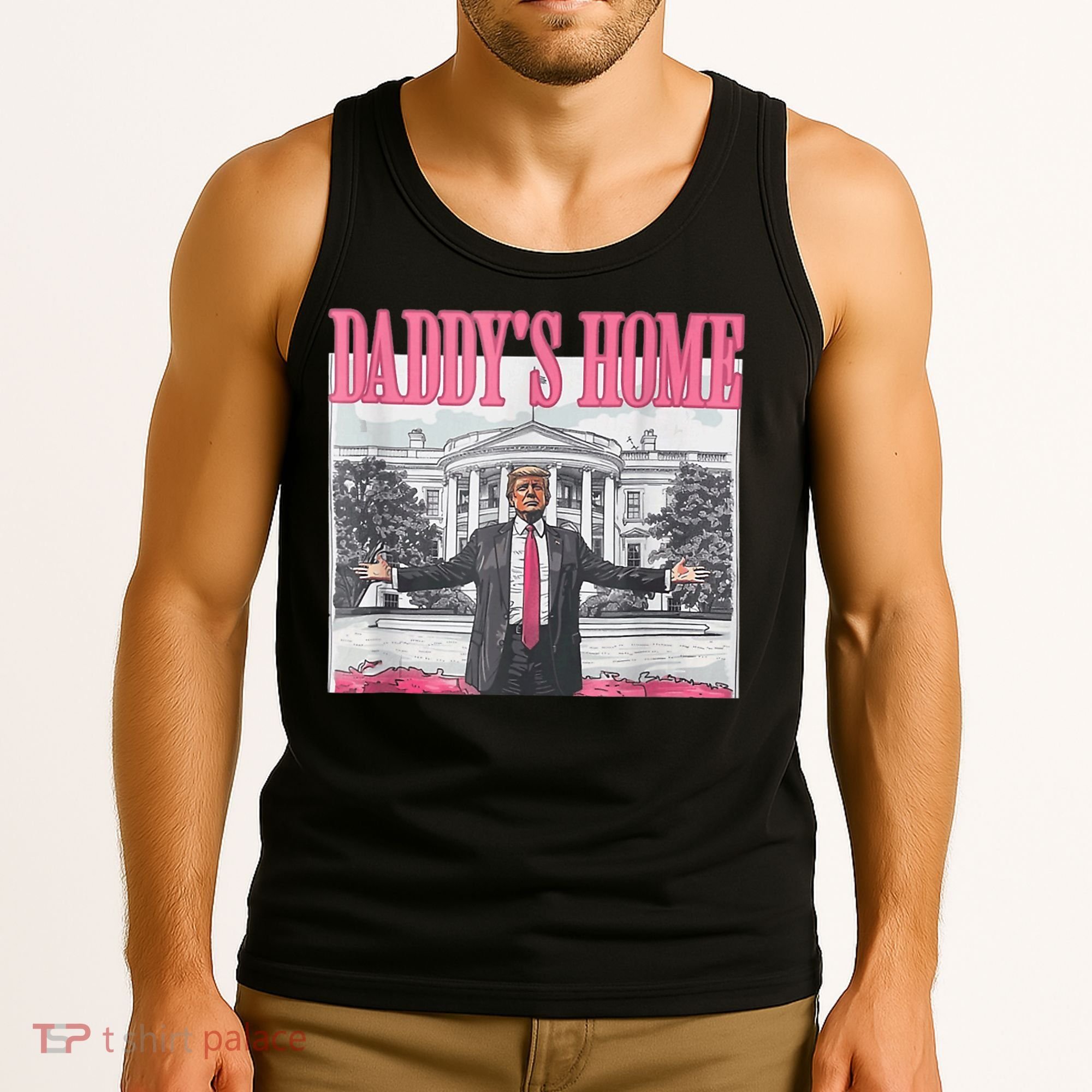 Funny Trump Pink Daddys Home  Trump 2024 Tank Top