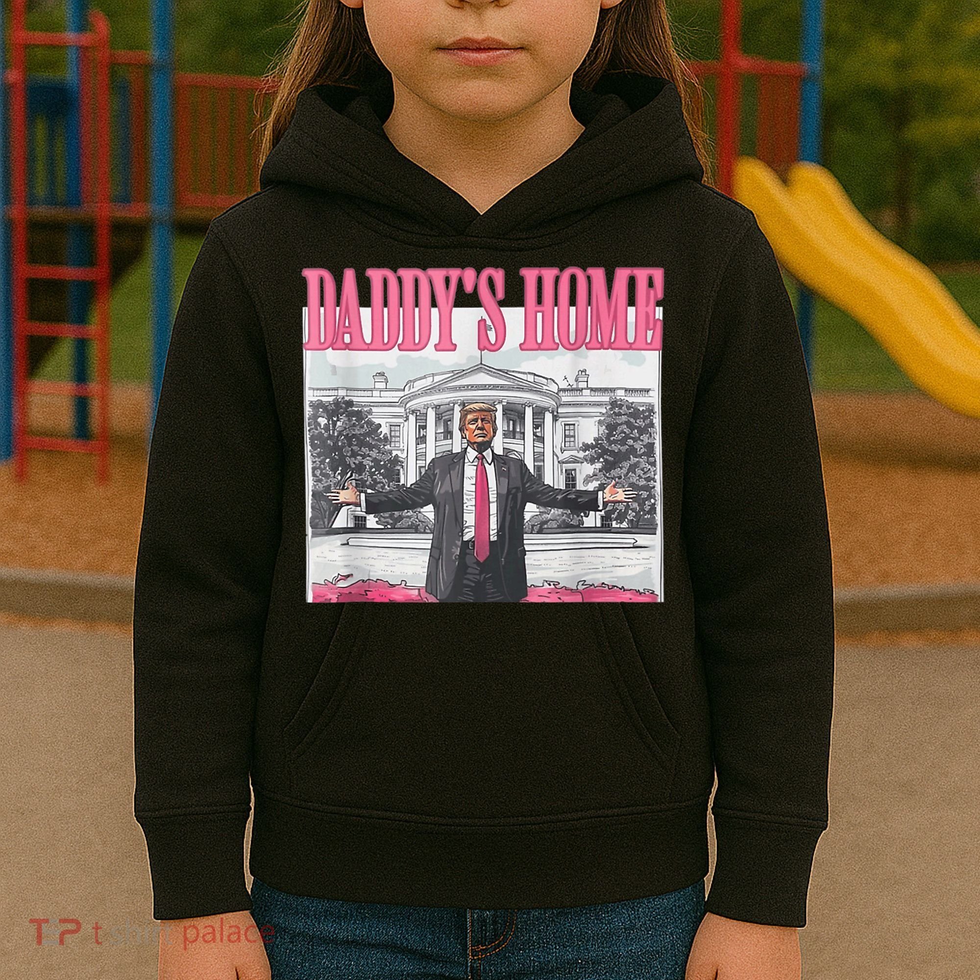 Funny Trump Pink Daddys Home  Trump 2024 Kids Hoodie