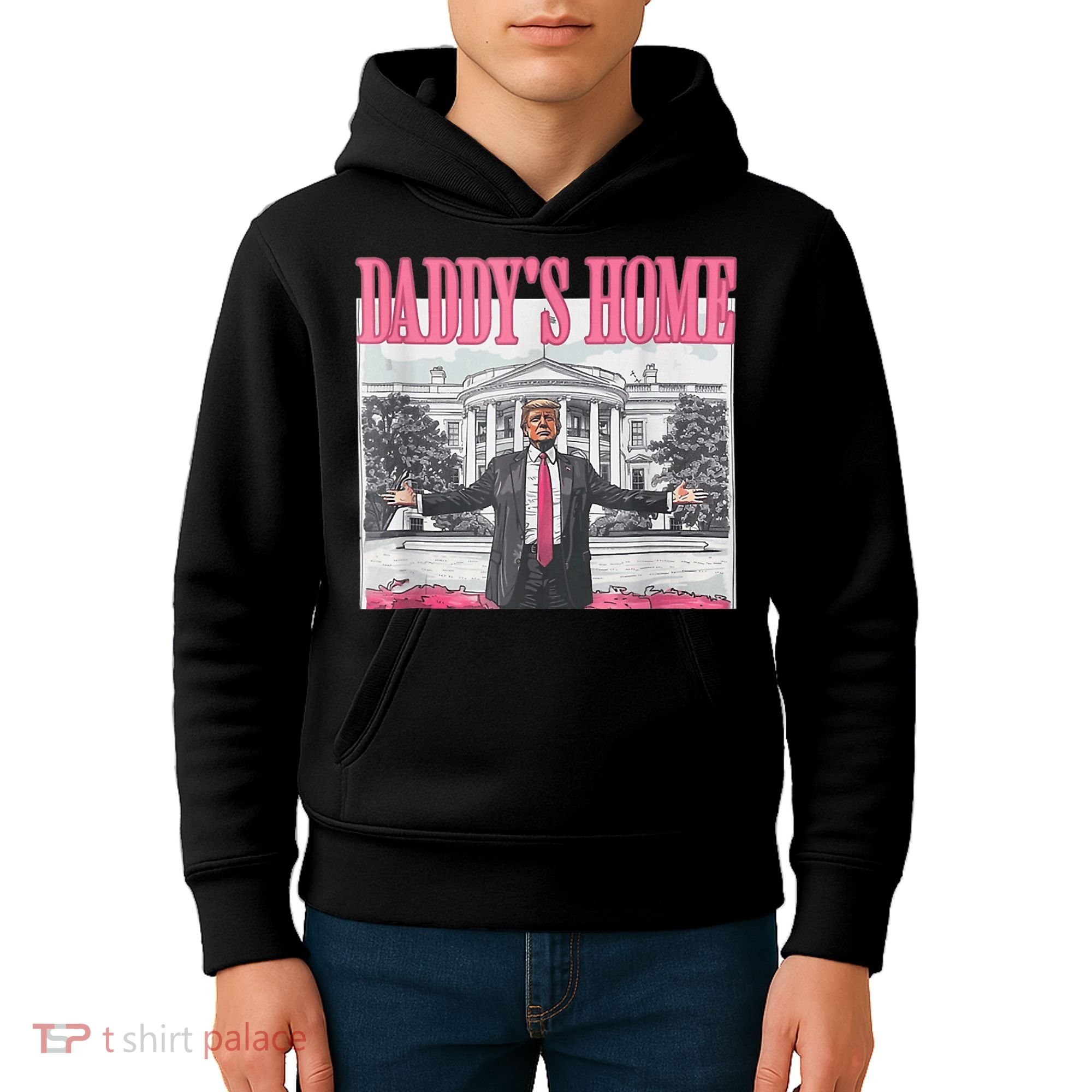 Funny Trump Pink Daddys Home  Trump 2024 Kids Hoodie