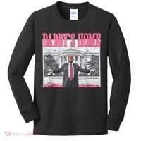 Funny Trump Pink Daddys Home  Trump 2024 Kids Long Sleeve Shirt thumb 0