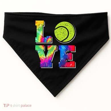 Funny Tennis Player Racket Tie Dye Love USA-Made Doggie Bandana