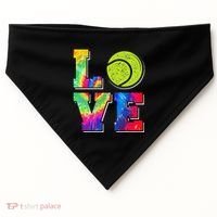 Funny Tennis Player Racket Tie Dye Love USA-Made Doggie Bandana thumb 0