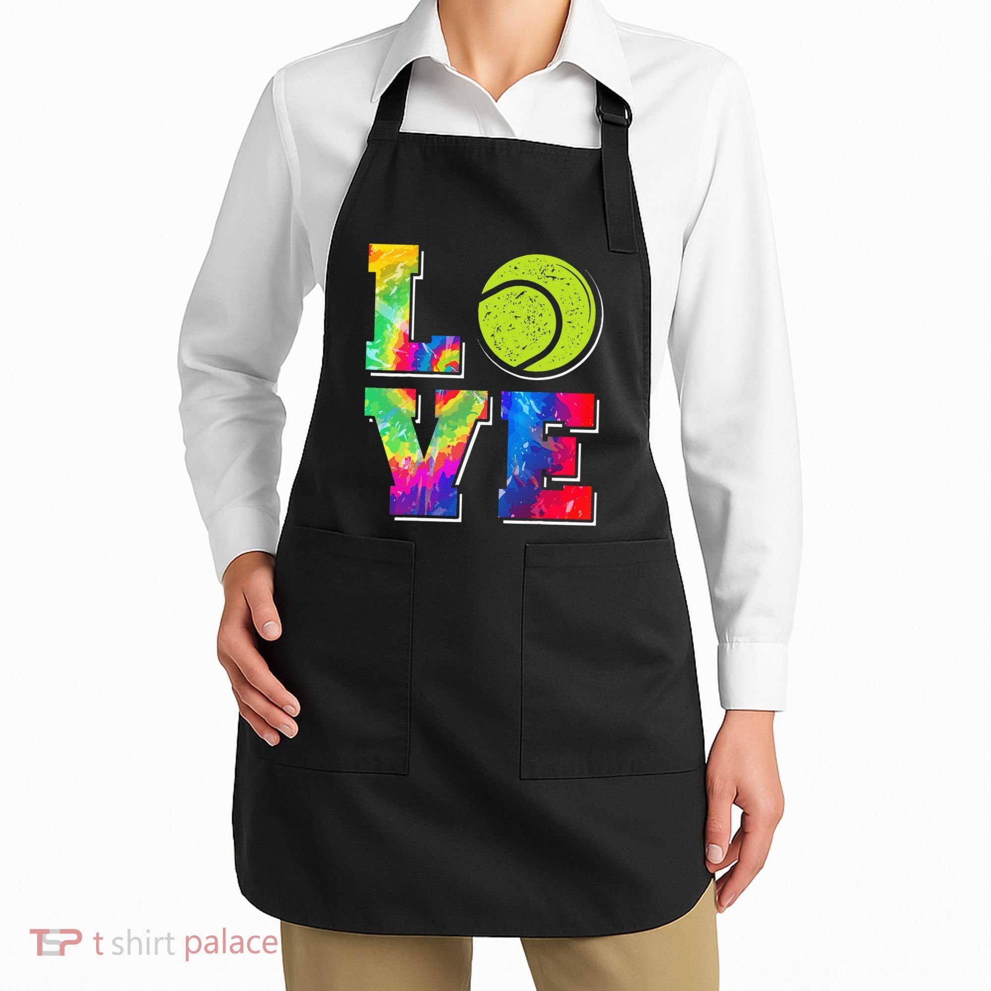 Funny Tennis Player Racket Tie Dye Love Apron