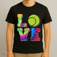 Funny Tennis Player Racket Tie Dye Love T-Shirt thumb 3