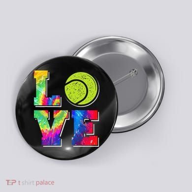 Funny Tennis Player Racket Tie Dye Love Button