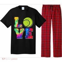 Funny Tennis Player Racket Tie Dye Love Pajama Set thumb 0