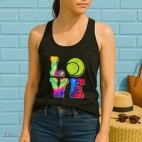 Funny Tennis Player Racket Tie Dye Love Women's Tank Top thumb 2