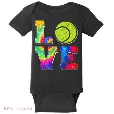 Funny Tennis Player Racket Tie Dye Love Baby Bodysuit