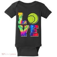 Funny Tennis Player Racket Tie Dye Love Baby Bodysuit thumb 0