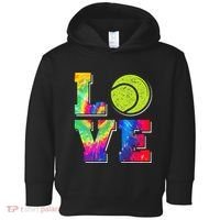 Funny Tennis Player Racket Tie Dye Love Toddler Hoodie thumb 0