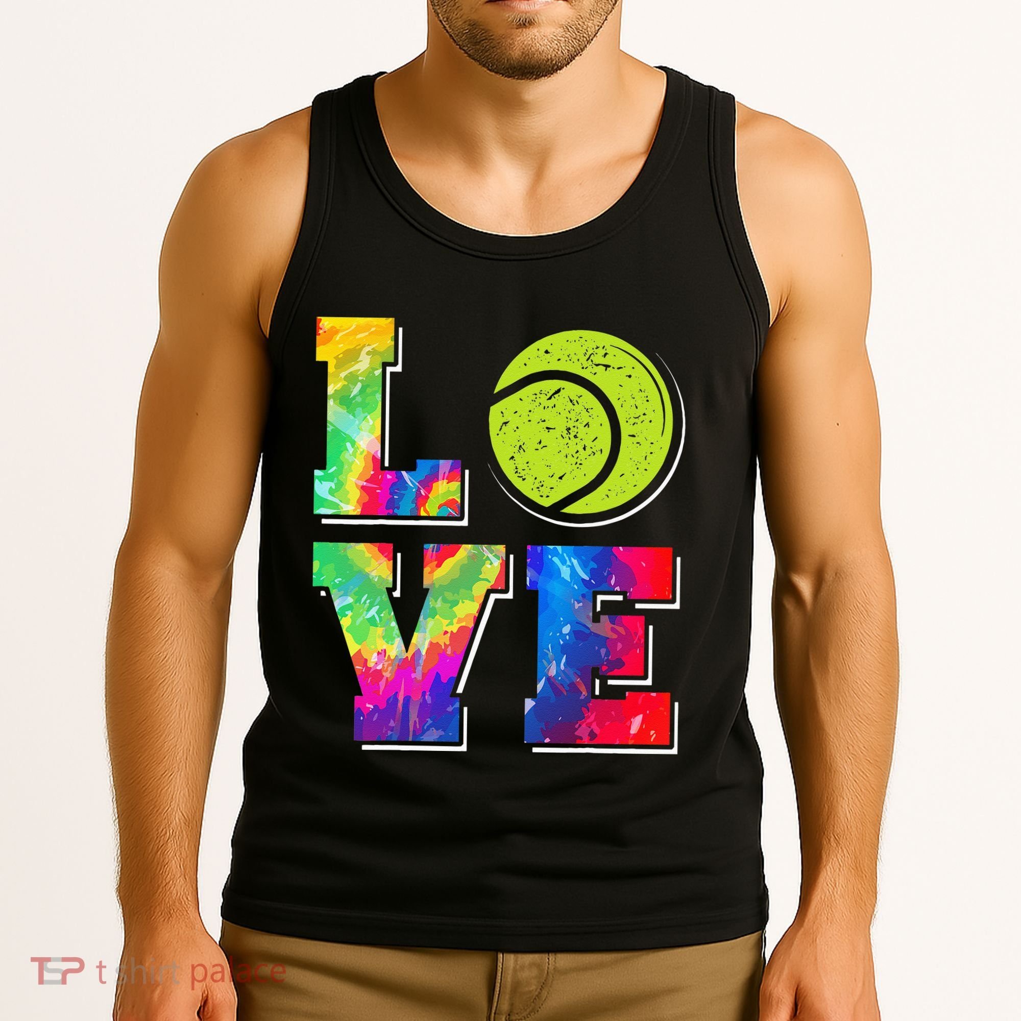 Funny Tennis Player Racket Tie Dye Love Tank Top