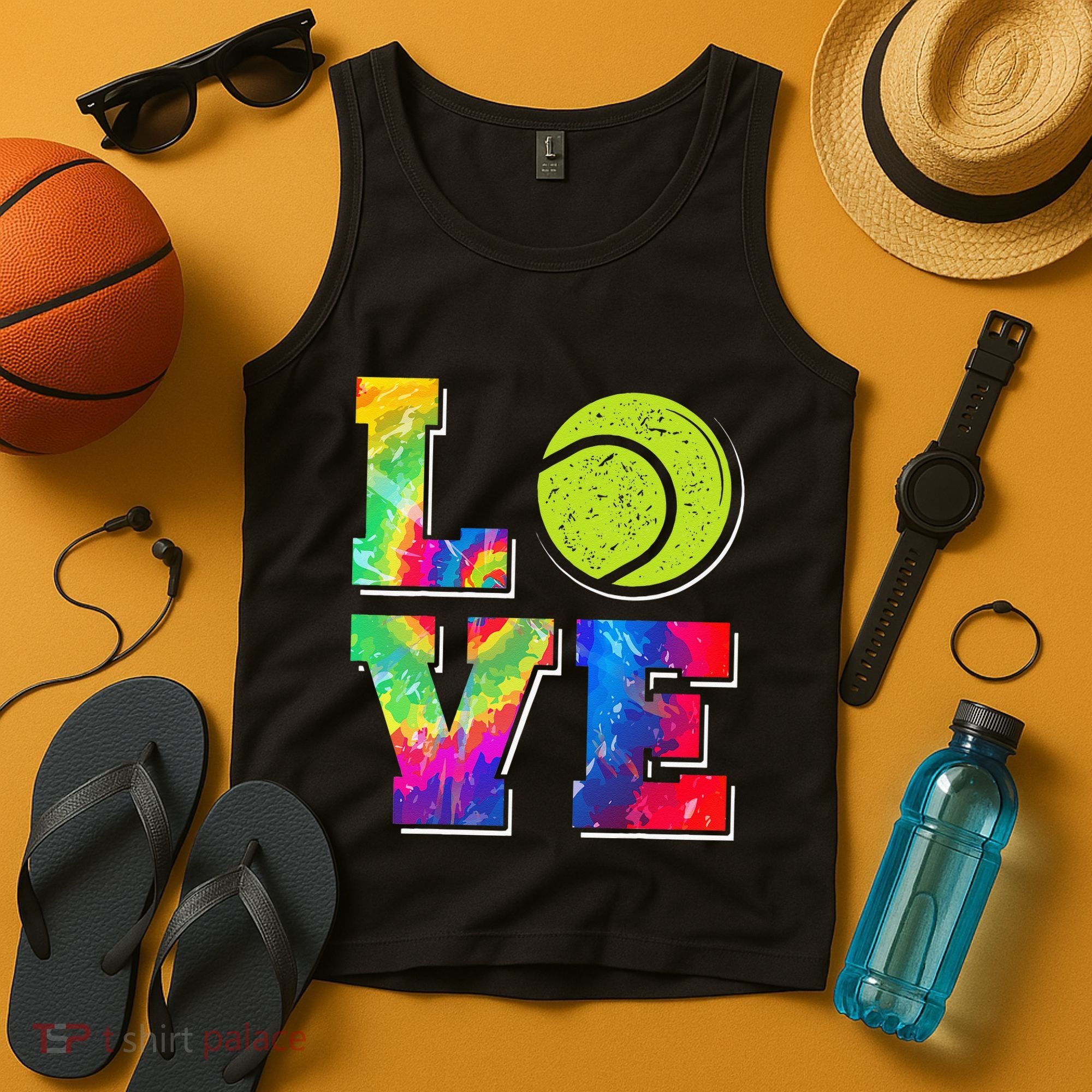 Funny Tennis Player Racket Tie Dye Love Tank Top