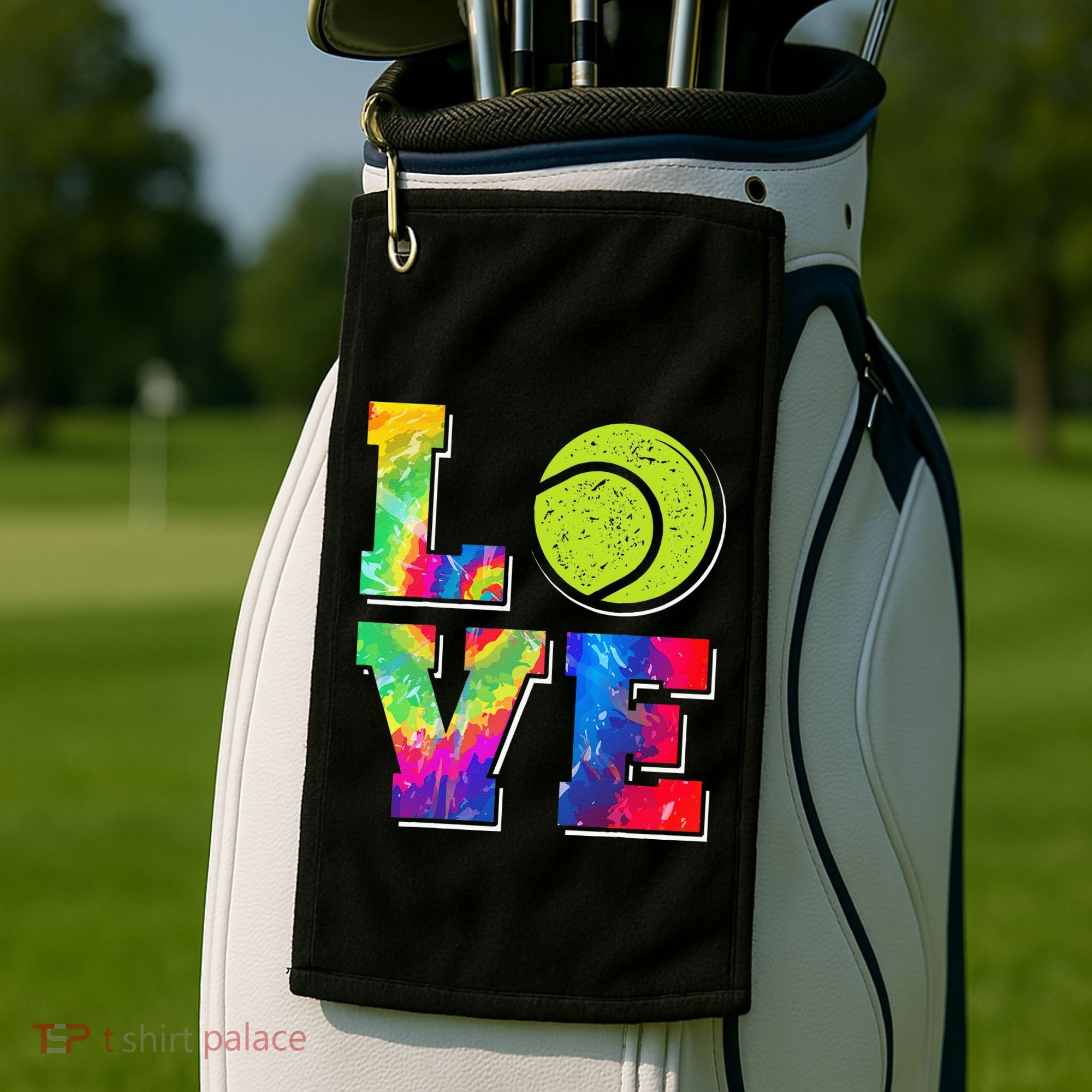 Funny Tennis Player Racket Tie Dye Love Golf Towel