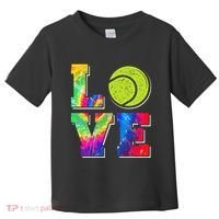 Funny Tennis Player Racket Tie Dye Love Toddler T-Shirt thumb 0