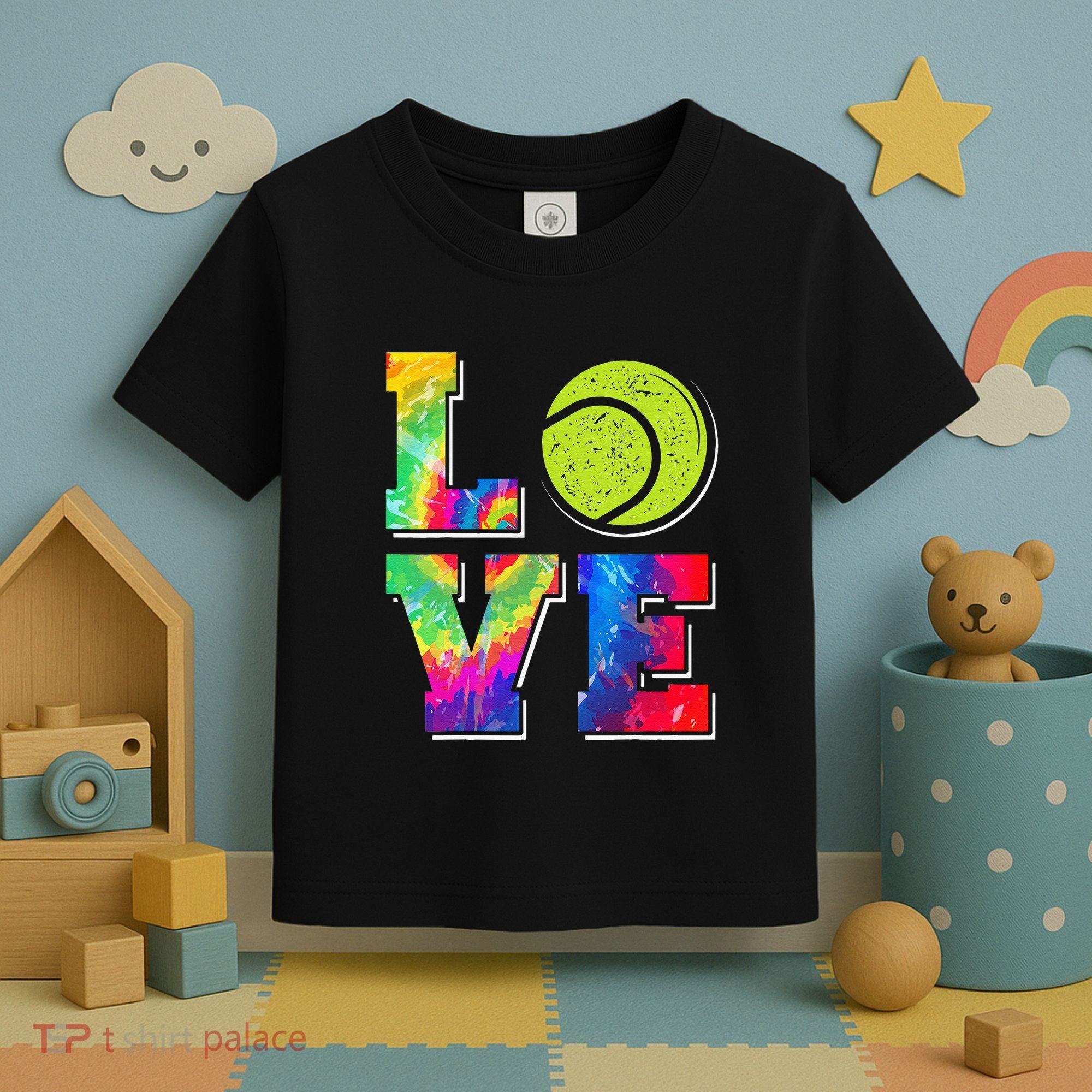 Funny Tennis Player Racket Tie Dye Love Toddler T-Shirt
