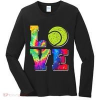 Funny Tennis Player Racket Tie Dye Love Women's Long Sleeve Shirt thumb 0
