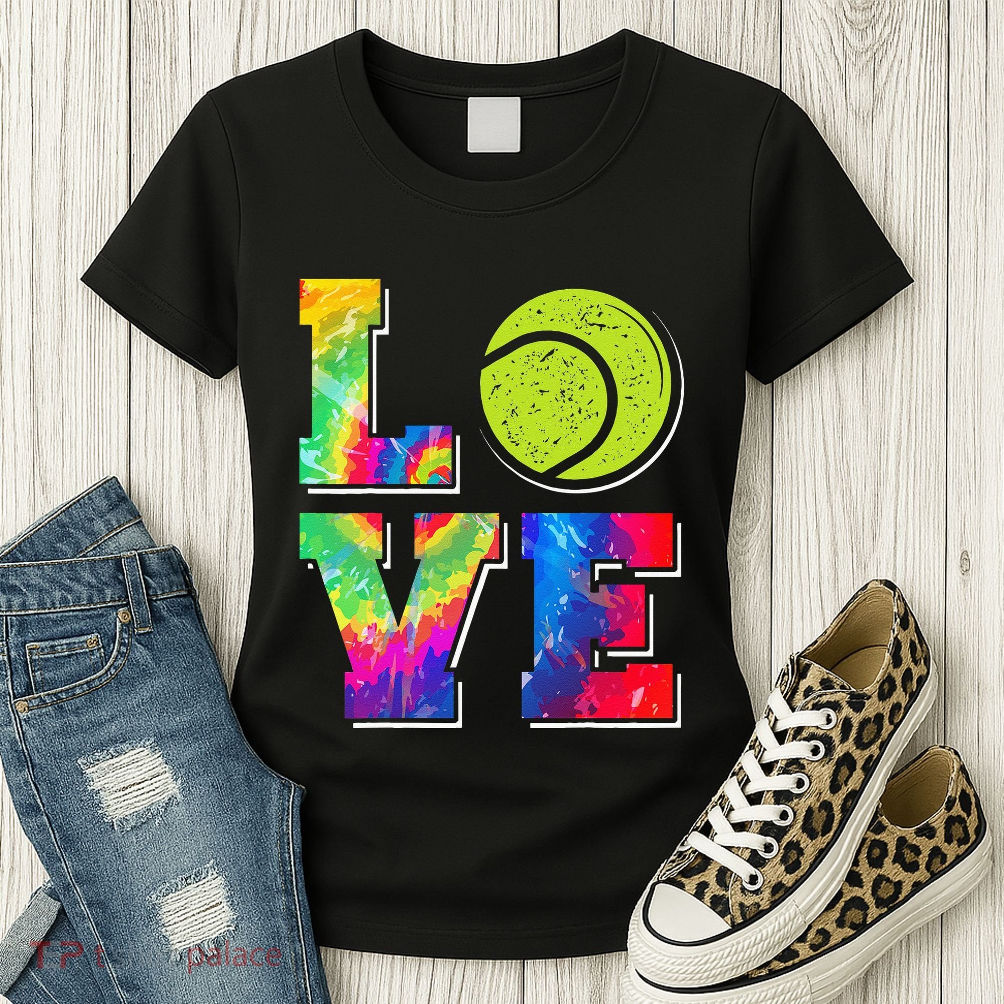 Funny Tennis Player Racket Tie Dye Love Women's T-Shirt
