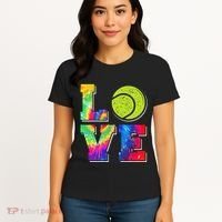 Funny Tennis Player Racket Tie Dye Love Women's T-Shirt thumb 4