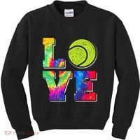Funny Tennis Player Racket Tie Dye Love Kids Sweatshirt thumb 0