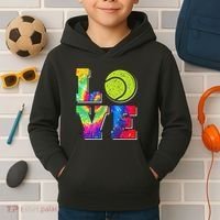 Funny Tennis Player Racket Tie Dye Love Kids Hoodie thumb 2